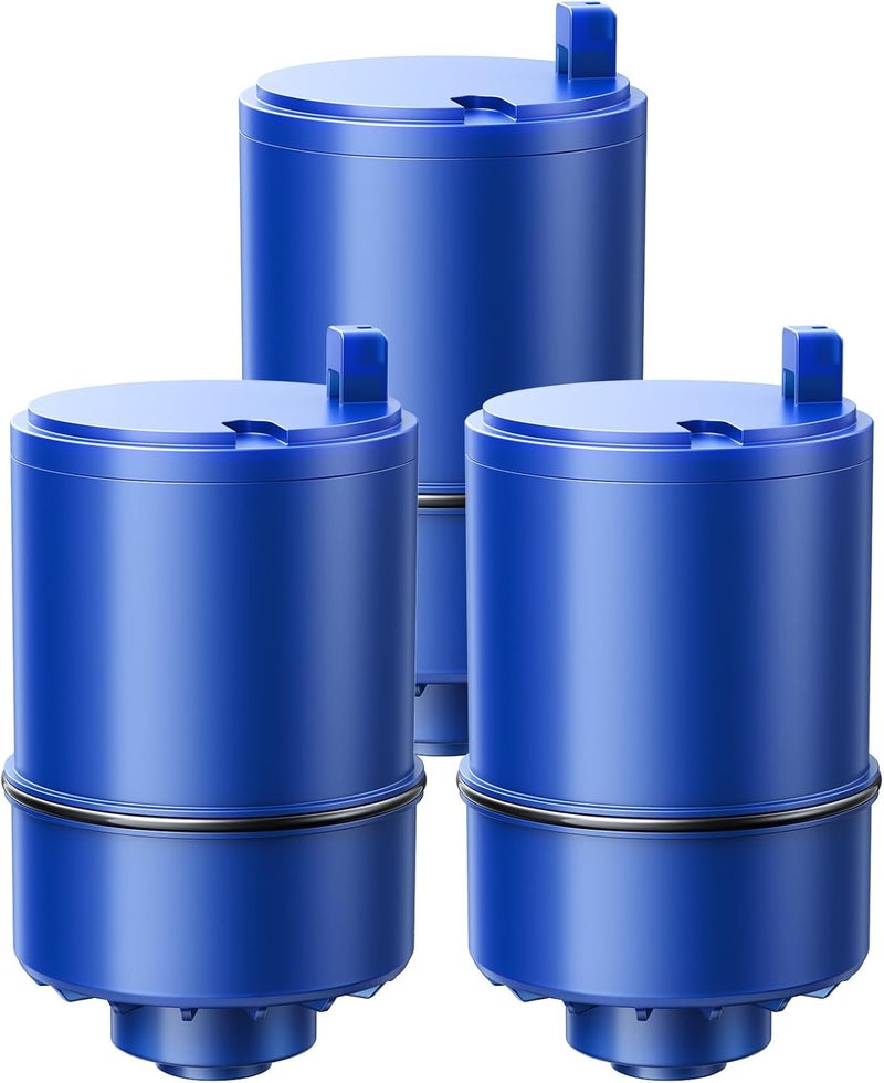 isingo 3 Pack RF9999 Faucet Mount Replacement Filter For ALL PUR/PUR PLUS Faucet Filtration Systems, 3-in-1 Powerful & Natural Mineral Filtration, Lead Removal, 9-Month Value, Blue, *NSF Certified - Image 1